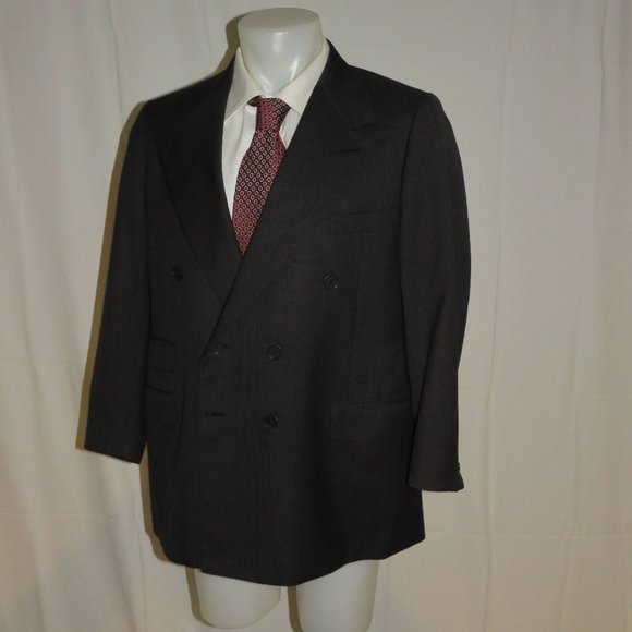 Ralph Lauren Purple Label Gray Birdseye 6x2 VTG Double Breasted Sport Coat 44R - Picture 6 of 11